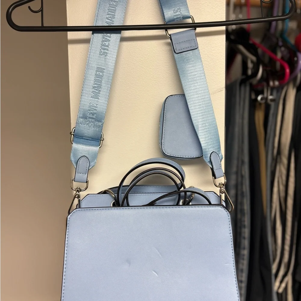 Steve Madden Bevelyn Light Blue Crossbody Bag with Removable Strap - Picture 2 of 14